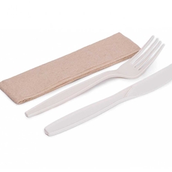SET CPLA TENEDOR + CUCHILLO + SERVILLETA KRAFT pack 50und. - Imagen 1